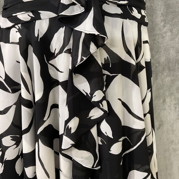 NWT White House Black Market Ruffle Midi Dress Sz. 12 Flowy rushed bodice - Picture 2 of 9